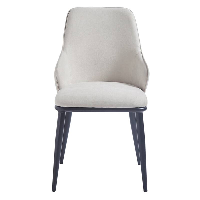 Contemporary Fabric and Metal Dining Chair, Set of 4 - Beige and Black