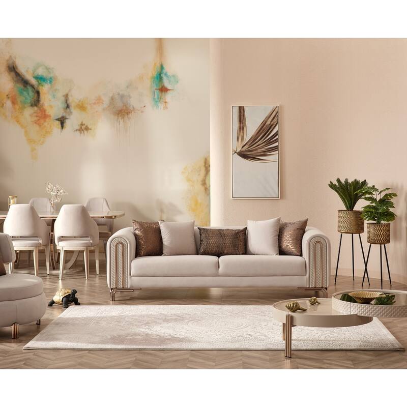 Portekiz 2-Pieces One Sofa One Chair Living Room Set, Metal Leg