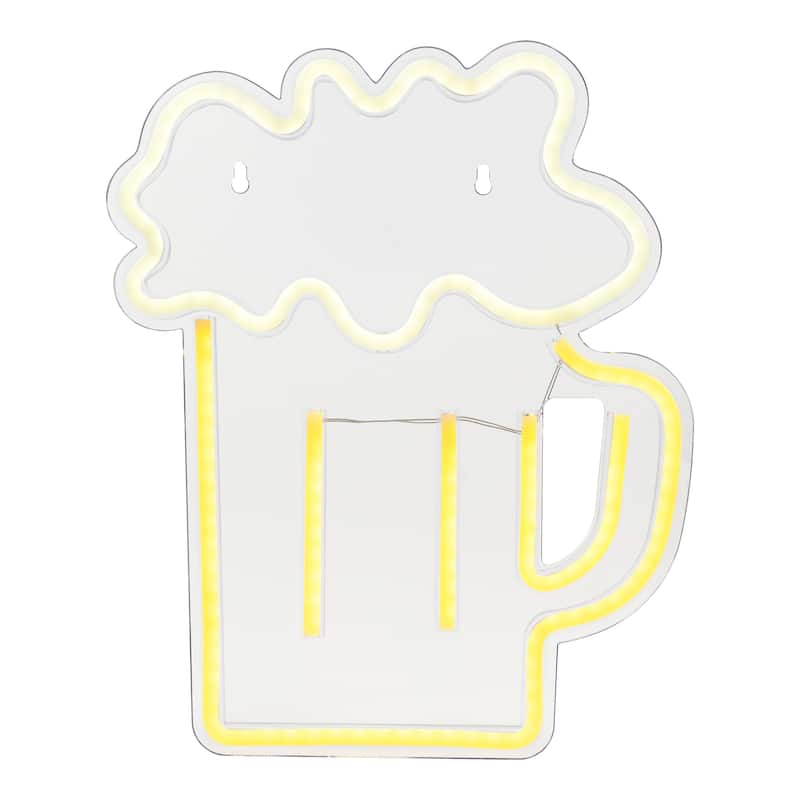 LED Beer Mug Neon Lighted Wall Art - 13"