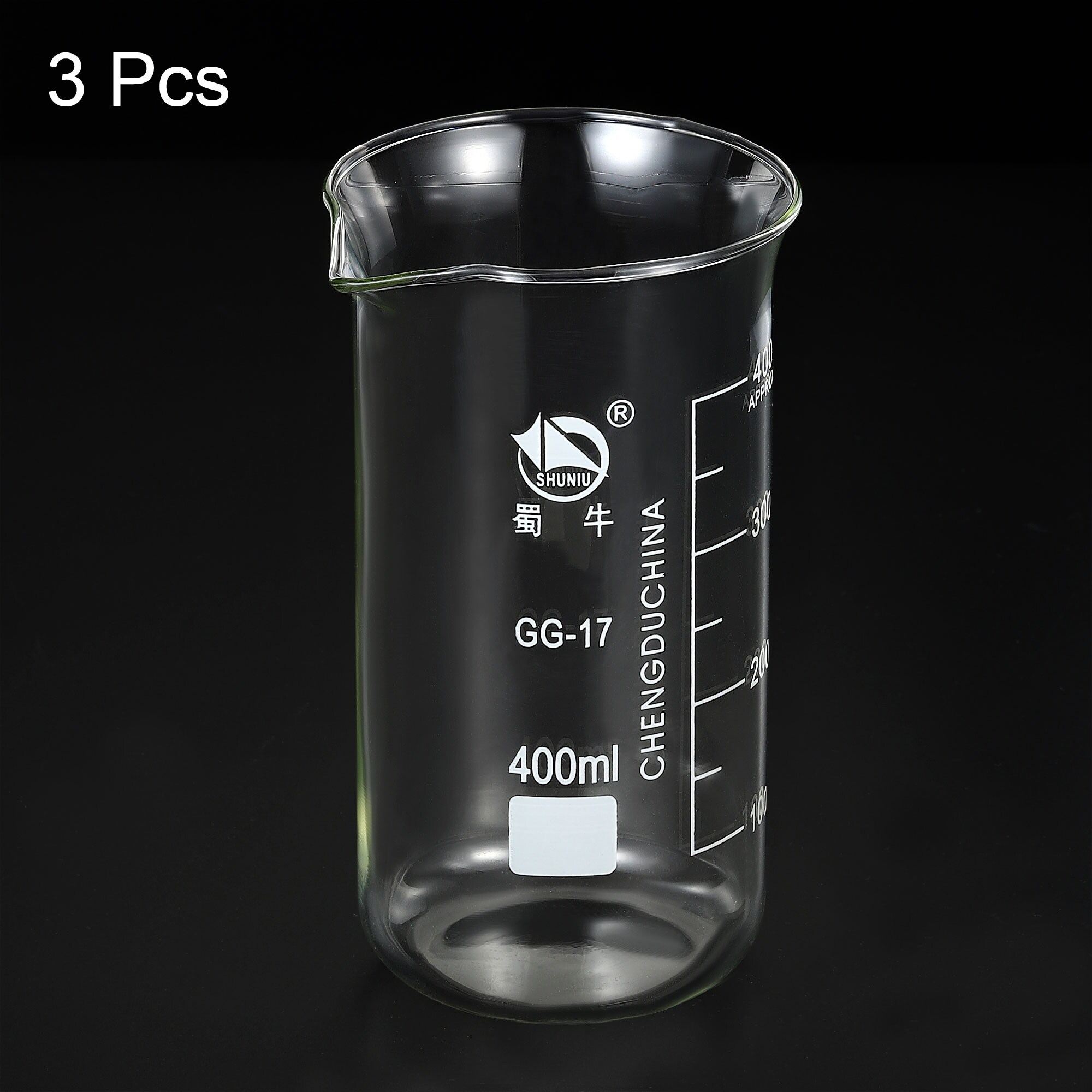 3pcs Graduated Measuring Cup Liquid Measuring Cup Glass Beaker for  Laboratory 