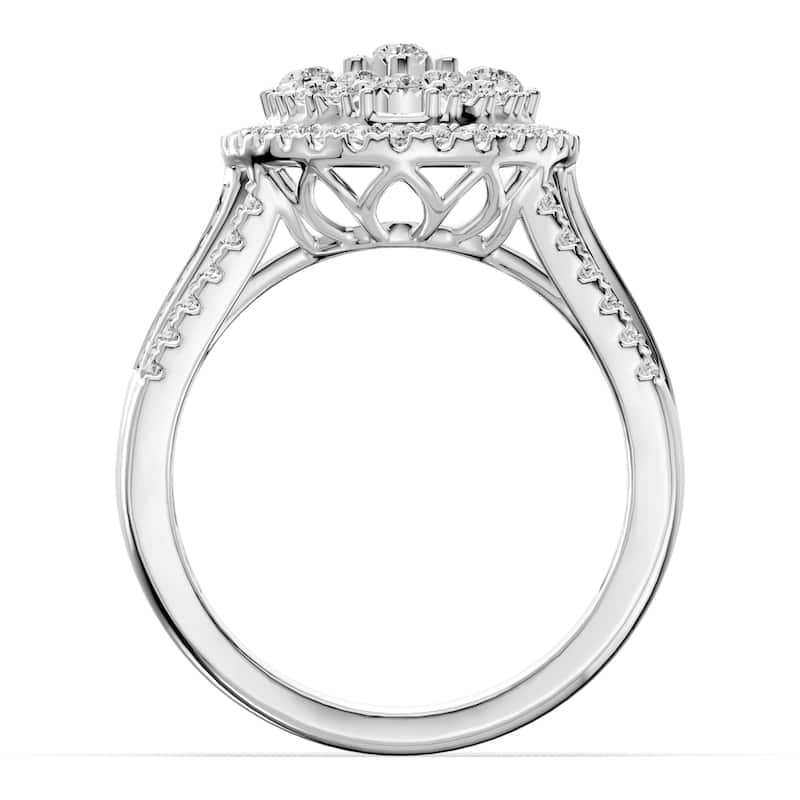 AEON Luna Grace Oval 1.00ct Lab Grown Diamond Cluster Halo Ring