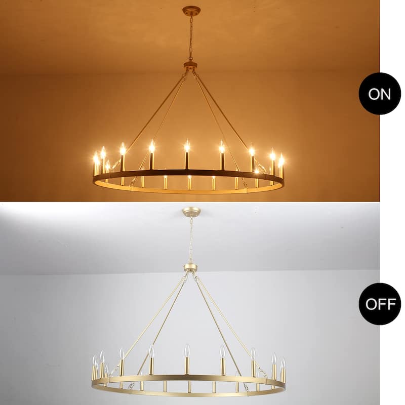 20-Light Modern Farmhouse Chandelier, 47.24 Inch Wagon Wheel Chandelier for Living Room Kitchen Island Dining Foyer