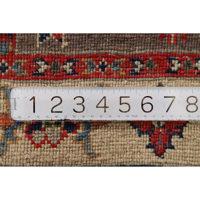 Hand Knotted Oriental 100% Wool Carpet Traditional Geometric Brown Kazak Area Rug - 2' 11'' X 2' 1''