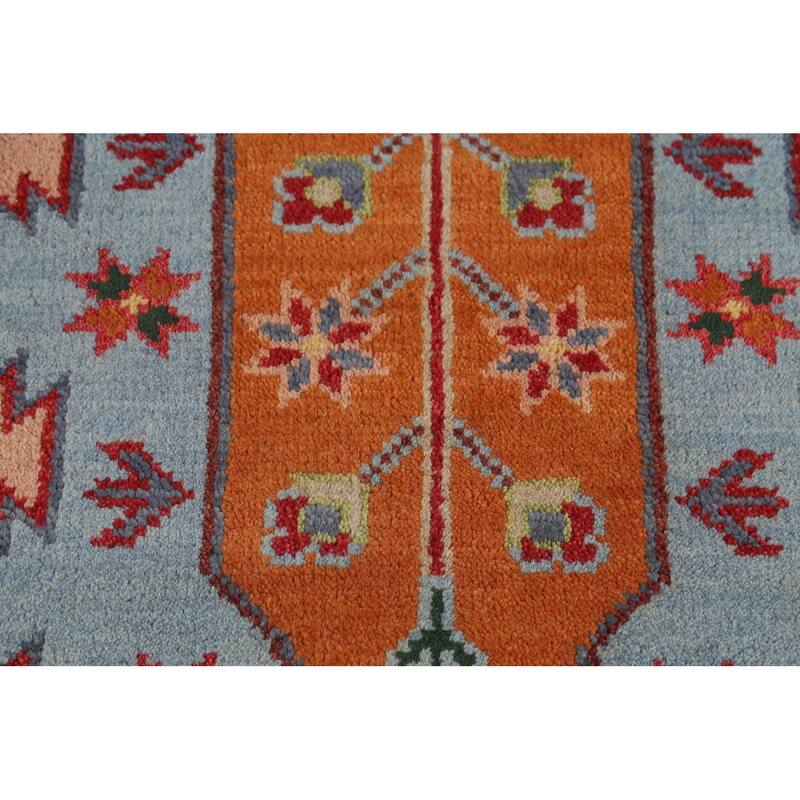 Geometric Kazak Oriental Area Rug Hand-Knotted Wool Carpet - 8'10"x 11'9"