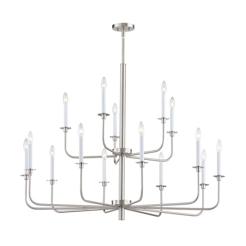Lexington Green 46-inch Wide 15-Light Chandelier in Brushed Nickel - Nickel - 46in W x 46in D x 36in H