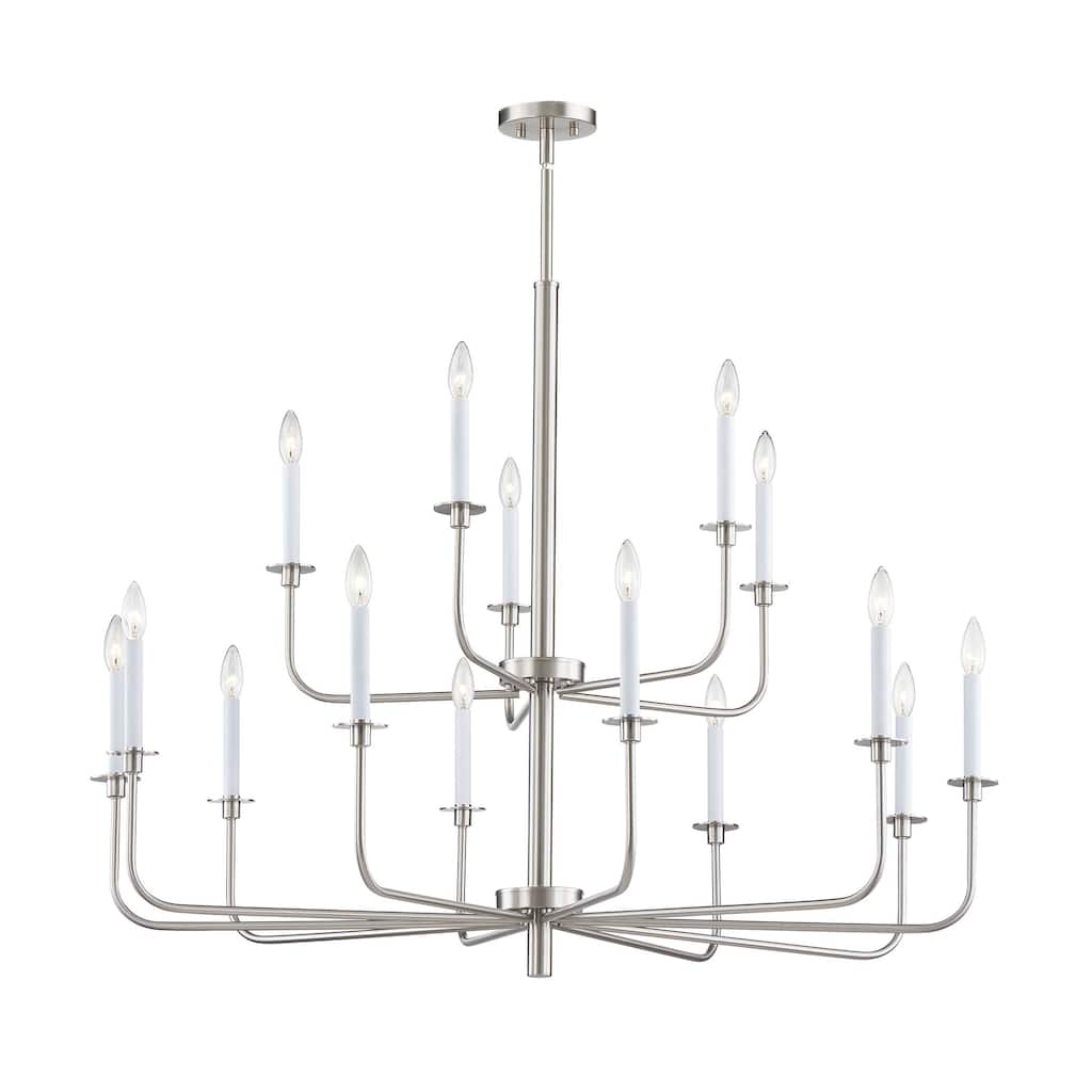 Lexington Green 46-inch Wide 15-Light Chandelier in Brushed Nickel