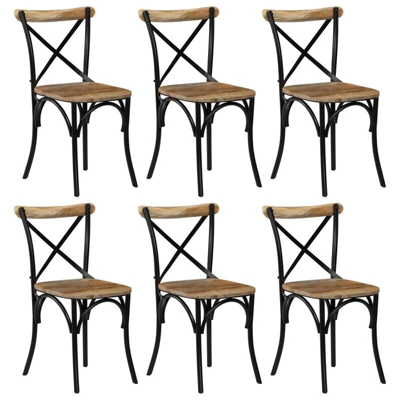 vidaXL Cross Chairs 6 pcs Black Solid Mango Wood - 20.1" x 20.5" x 33.1"