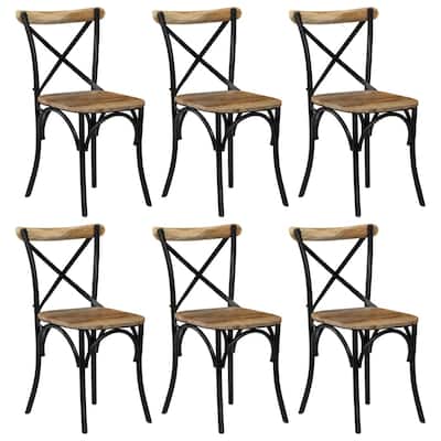 vidaXL Cross Chairs 6 pcs Black Solid Mango Wood - 20.1" x 20.5" x 33.1"