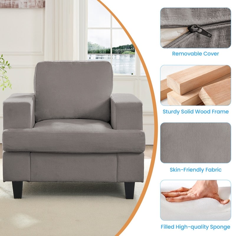 Mixoy Chenille 3 Piece Living Room Sofa Set,3-Seat Sofa/Loveseat/Armchair Sofa Sets,Modular Sectional Couch Furniture Sets