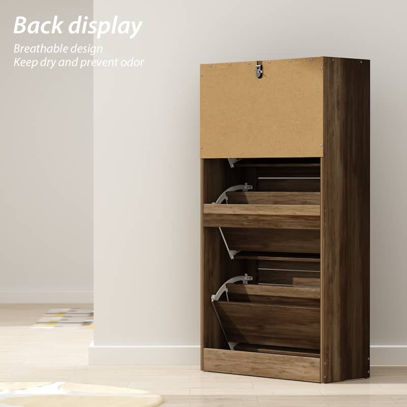 Shoe Cabinet Narrow Shoe Cabinet with 3 Flip Door Space Saving 3 Color