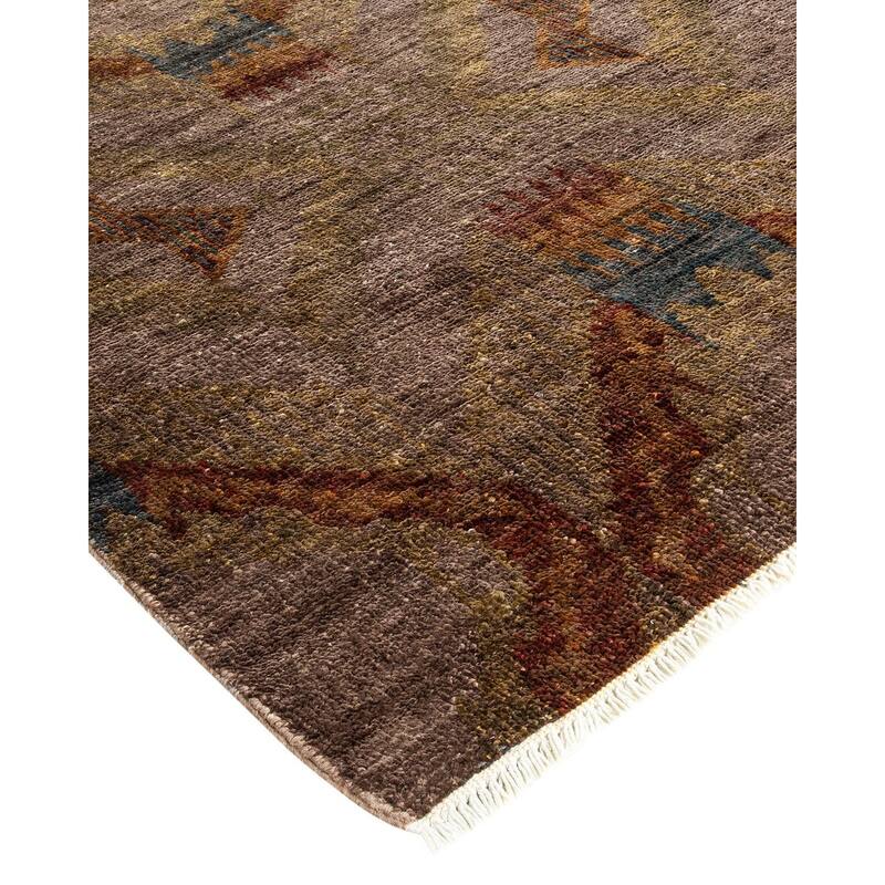 Overton Hand Knotted Wool Vintage Inspired Modern Contemporary Overdyed Gray Area Rug - 6' 2" x 9' 6"
