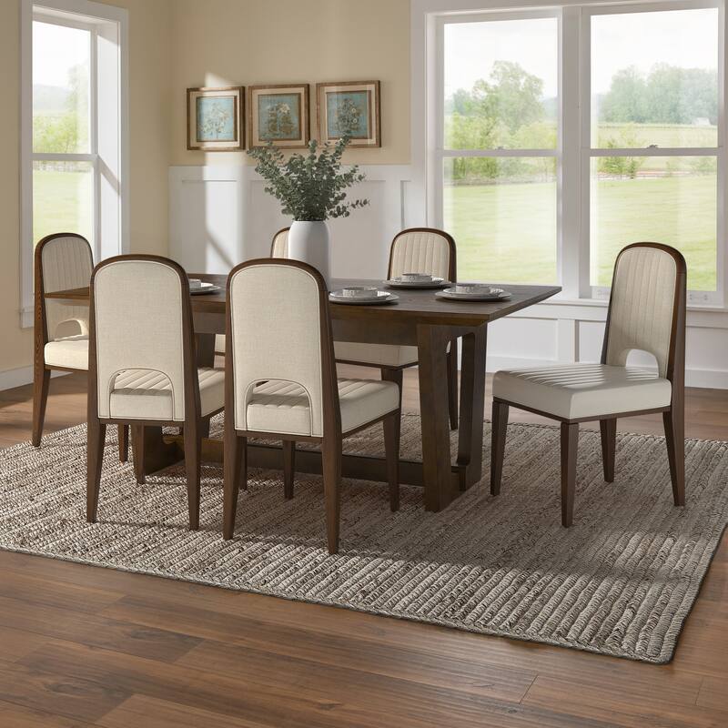 Harstad 72" Wood Finish Rectangular Dining Set with Upholstered Chairs by iNSPIRE Q Modern