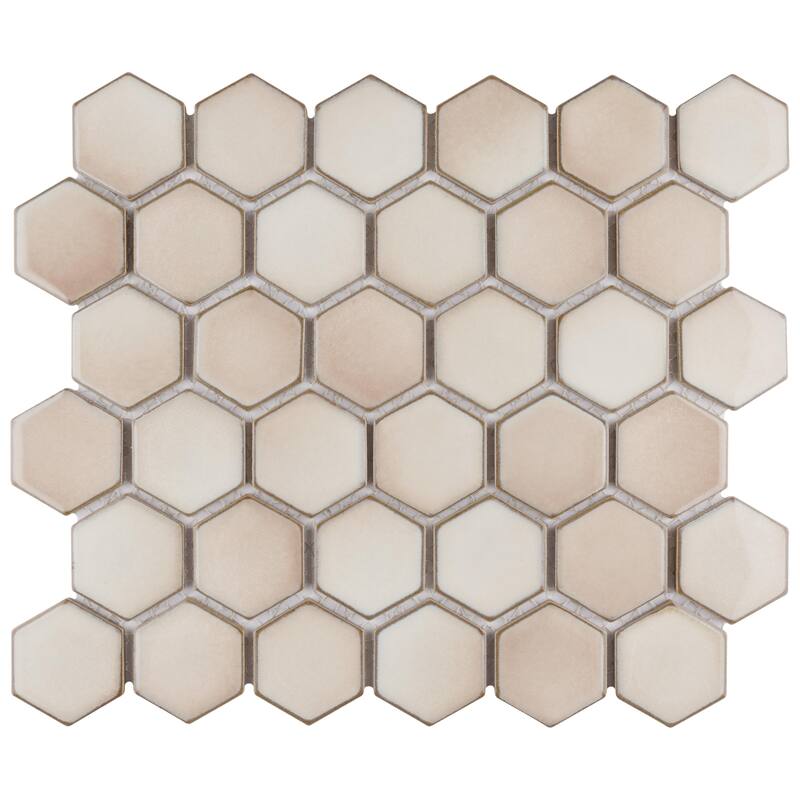 Merola Tile Hudson Due 2" Hex Truffle 10-7/8" x 12-5/8" Porcelain Mosaic Floor and Wall Tile