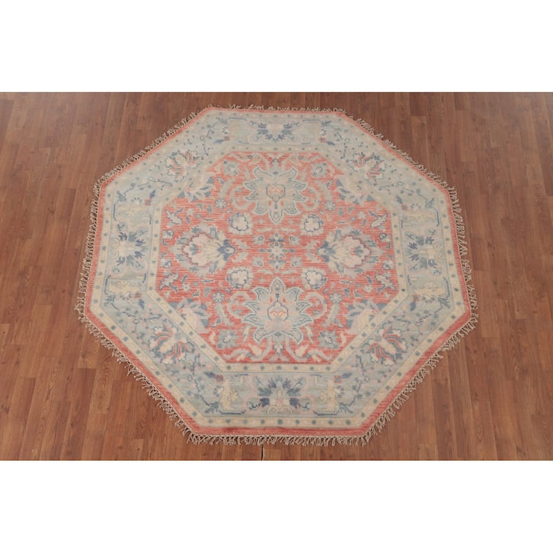Heriz Serapi Indian Octagon Area Rug Handmade Wool Carpet - 5'10"x 5'10"