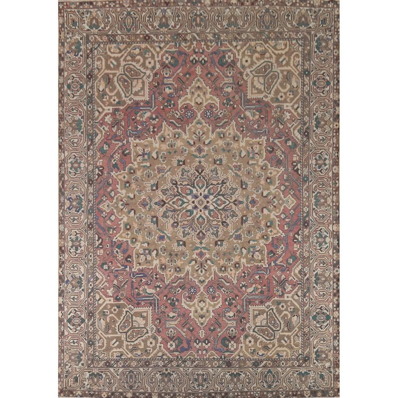 Geometric Bakhtiari Persian Vintage Area Rug Hand-Knotted Wool Carpet - 10'2"x 12'8"