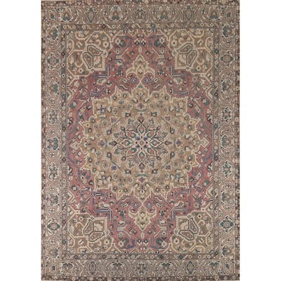 Geometric Bakhtiari Persian Vintage Area Rug Hand-Knotted Wool Carpet - 10'2"x 12'8"