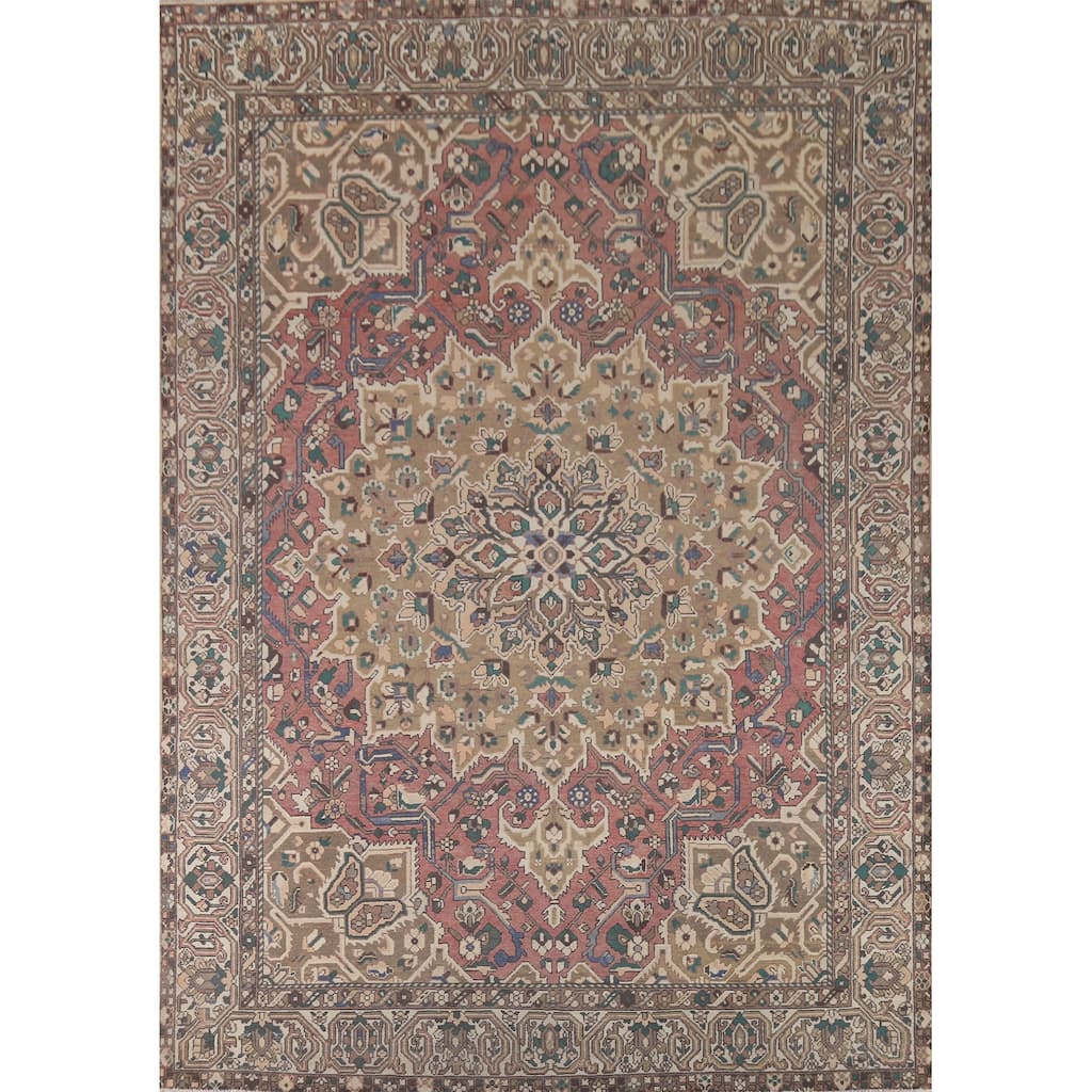 Geometric Bakhtiari Persian Vintage Area Rug Hand-Knotted Wool Carpet - 10'2"x 12'8"