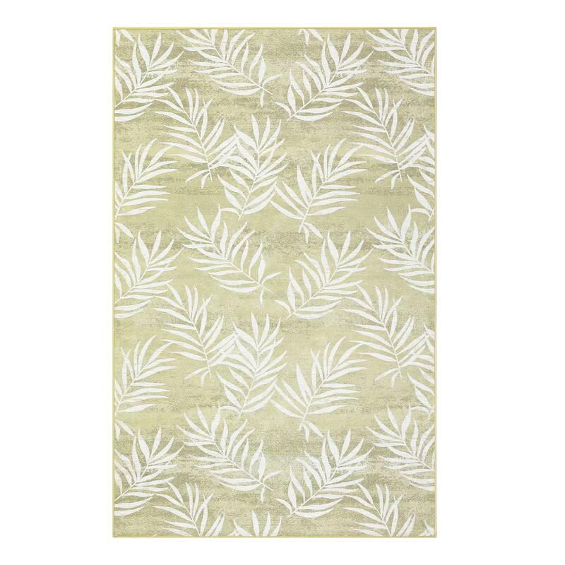 Modern Washable Area Rug - With Tropical Leaf Pattern for Living Room, Bedroom, Soft Non Slip Non Shedding