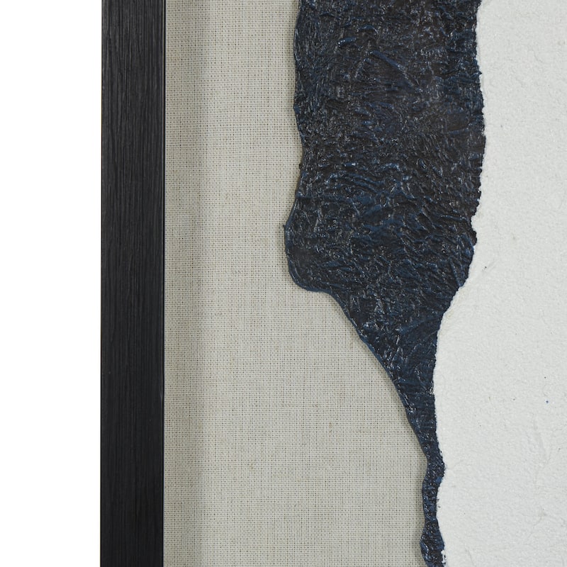 Linen Fabric Abstract Layered 3D Textured Framed Wall Art with Gray Backing - Blue or Yellow - Roche River Decor