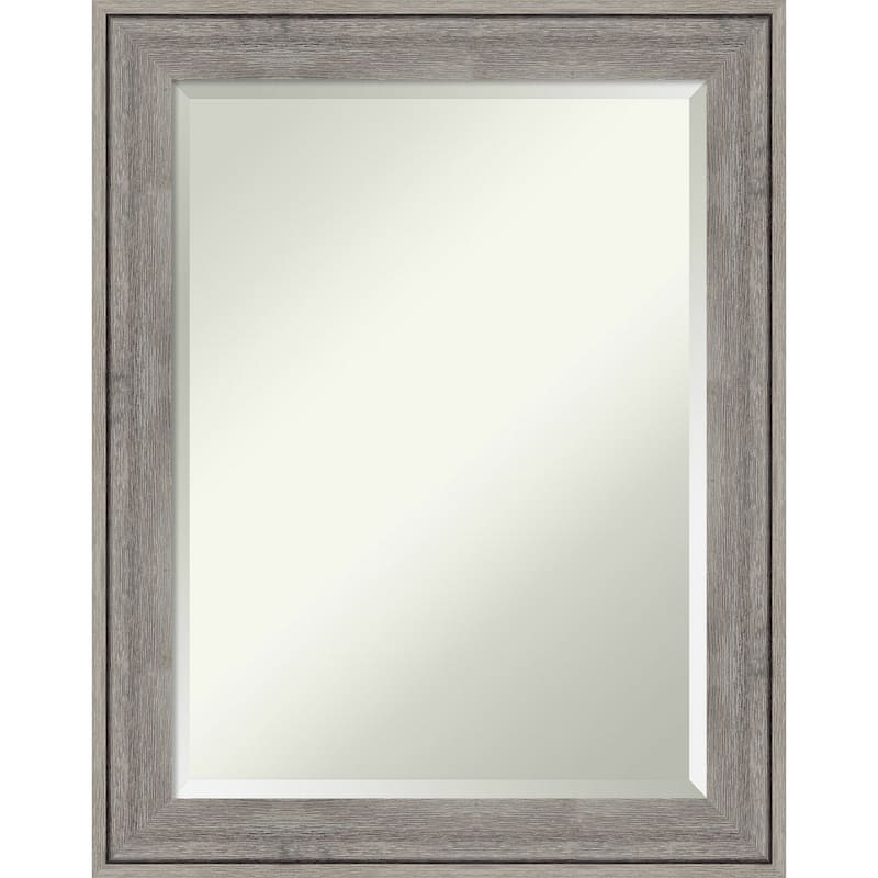Beveled Wood Bathroom Wall Mirror - Regis Barnwood Grey Frame - Regis Barnwood Grey