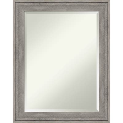 Beveled Wood Bathroom Wall Mirror - Regis Barnwood Grey Frame - Regis Barnwood Grey