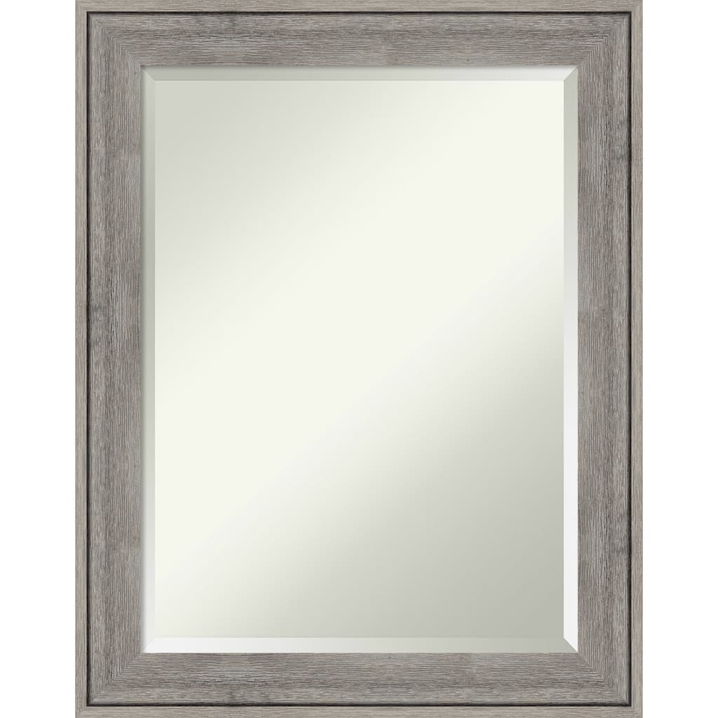 Beveled Wood Bathroom Wall Mirror - Regis Barnwood Grey Frame - Regis Barnwood Grey