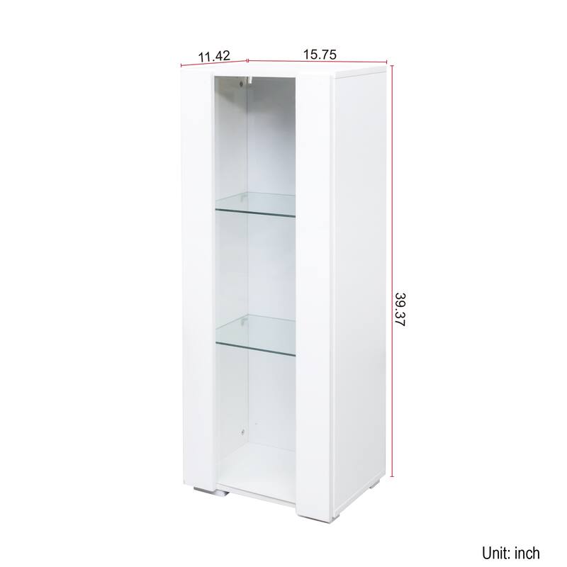 Floating Wall Cabinet Display Cabinet with Lights, Floor Storage Display Case with Glass Shelves for Living Room, Office