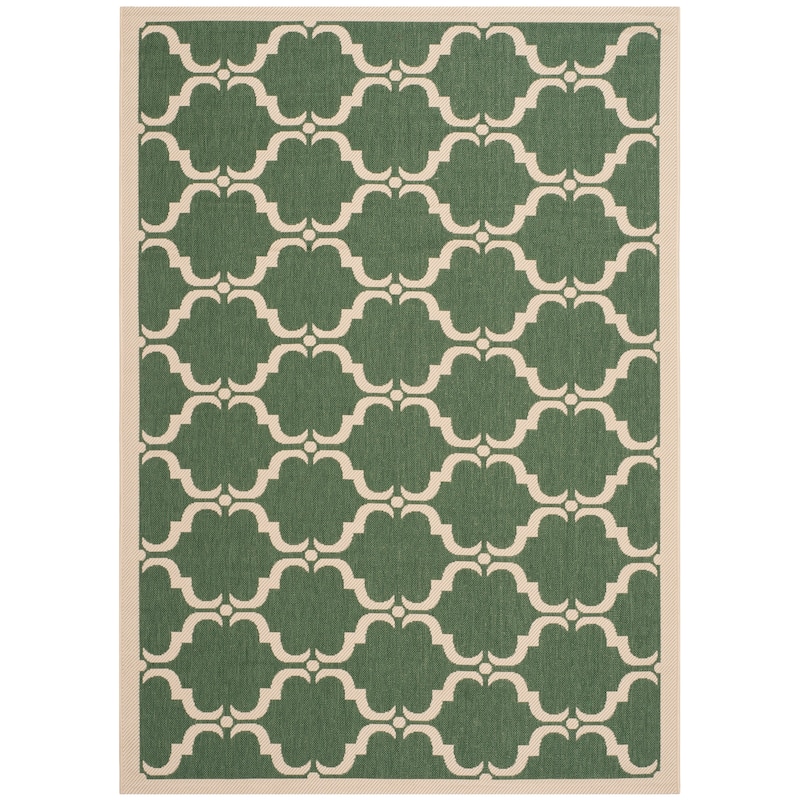 SAFAVIEH Courtyard Charleen Indoor/ Outdoor Waterproof Patio Backyard Rug - 5'3" x 7'7" - Dark Green/Beige