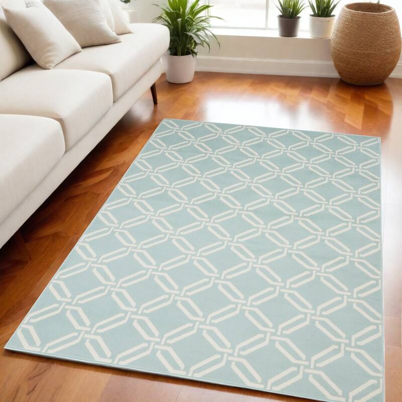 Kicin Power Loomed Non Skid Stain Resistant Area Rug By HomeRoots - 87' X '63' X '0.5 - 87' X '63' X '0.5 - Cream/Onyx - Rectangle