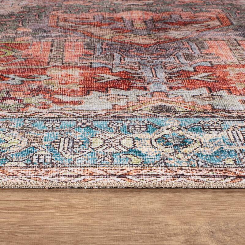 World Rug Gallery Vintage Inspired Distressed Machine Washable Area Rug