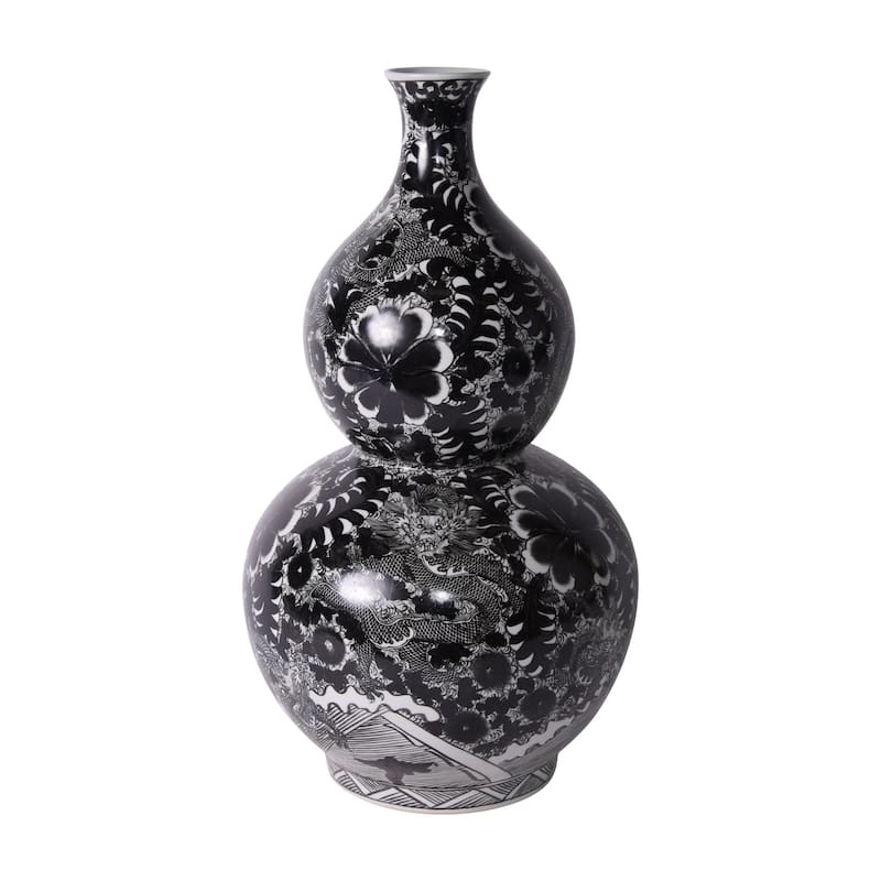 Black Dragon Gourd Vase