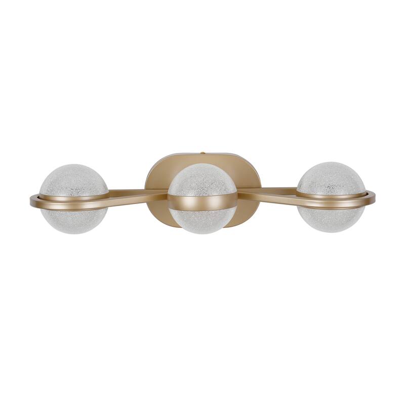 Bathroom Vanity Light, LED 3 Bulb Crystal Sand Acrylic Shades, Wall Mounted Decorative Lighting Fixture