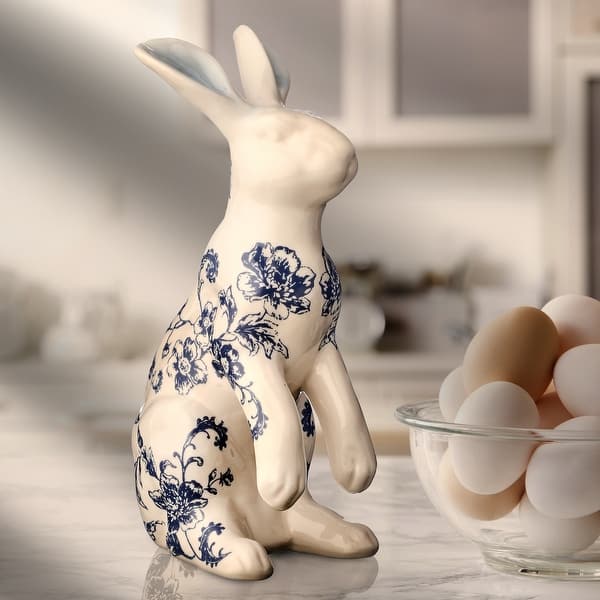 slide 2 of 4, Ceramic Toile Bunny 8.25"