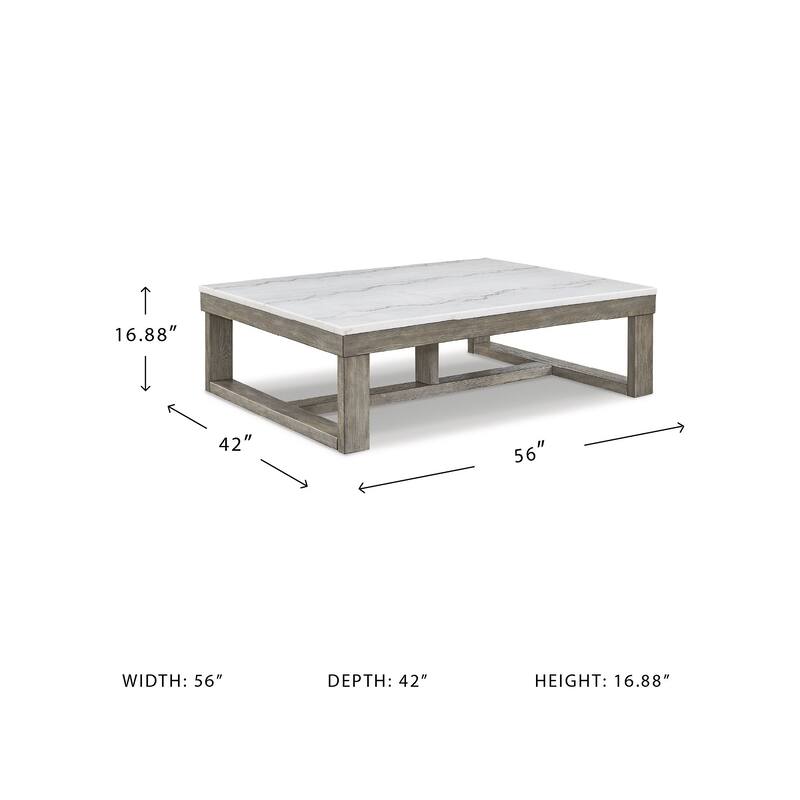 Signature Design by Ashley Loyaska Grayish Brown / Ivory Rectangular Coffee Table - 56"W x 42"D x 17"H