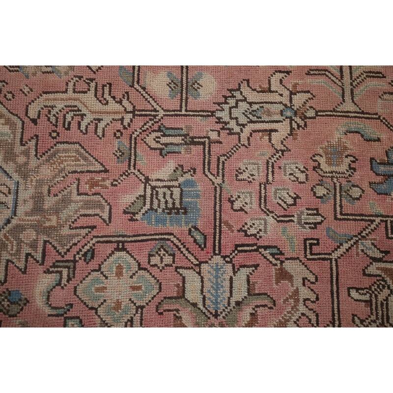 Distressed Pink Tabriz Persian Vintage Rug Handmade Wool Carpet - 9'8" x 12'8"
