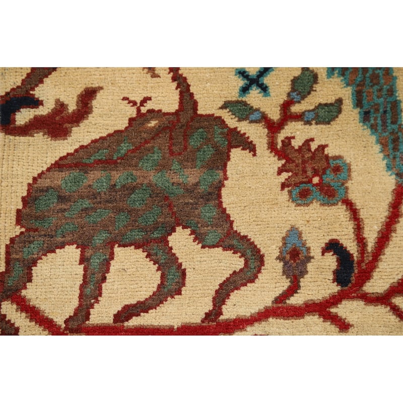 Animals Design Ziegler Oriental Accent Rug Hand-Knotted Wool Carpet - 2'1" x 2'11"