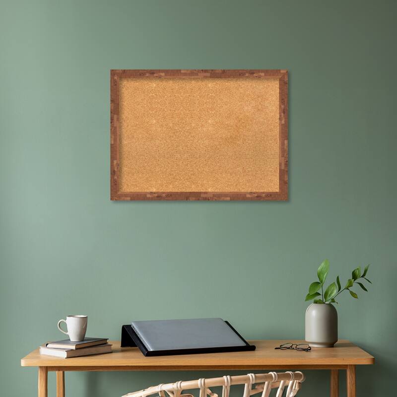 Fresco Wood Framed Natural Corkboard Bulletin Board