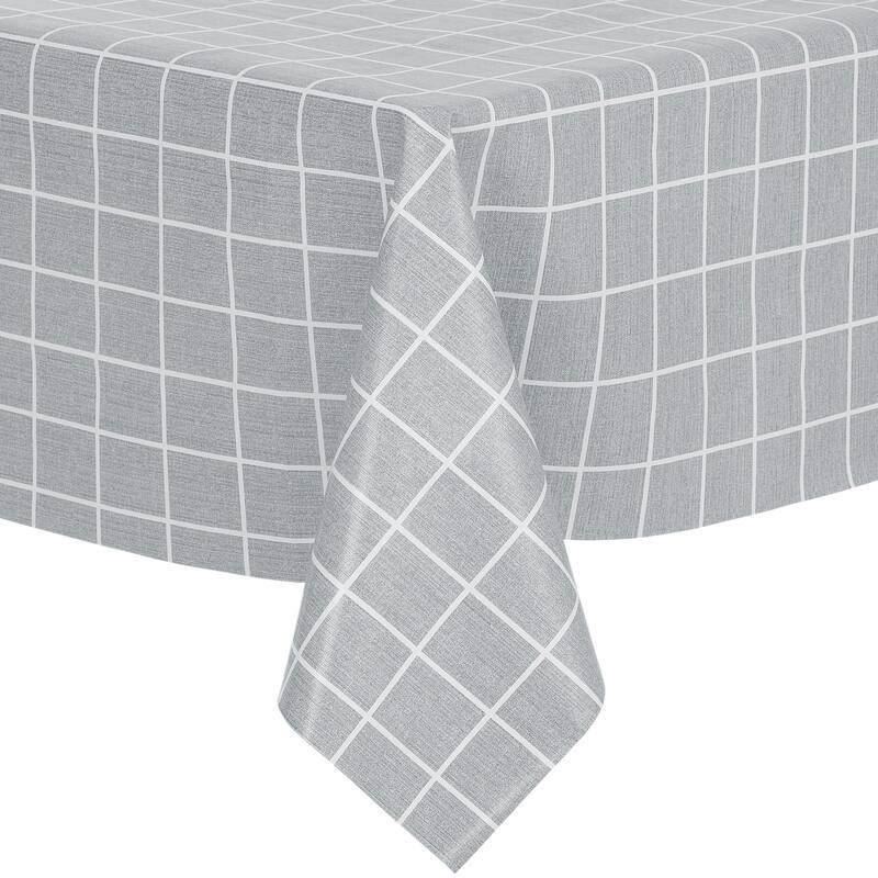 1 Pack Rectangle Tablecloth, Wrinkle Resistant Waterproof PVC Table Cover - Light Grey - 55x71inch