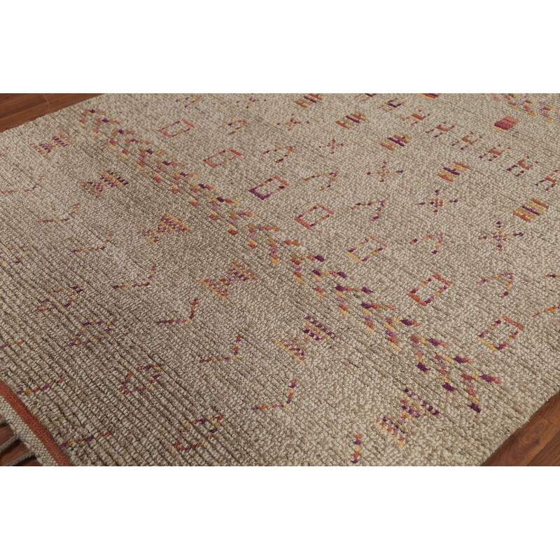 Earth Tone Moroccan Oriental Area Rug Handmade Wool Carpet - 5'7"x 8'10"