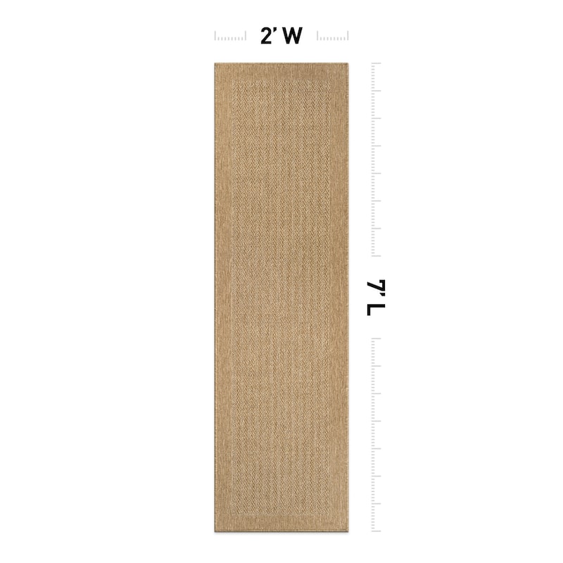 World Rug Gallery Contemporary Bordered Weather Resistant Reversible Indoor/Outdoor Area Rug
