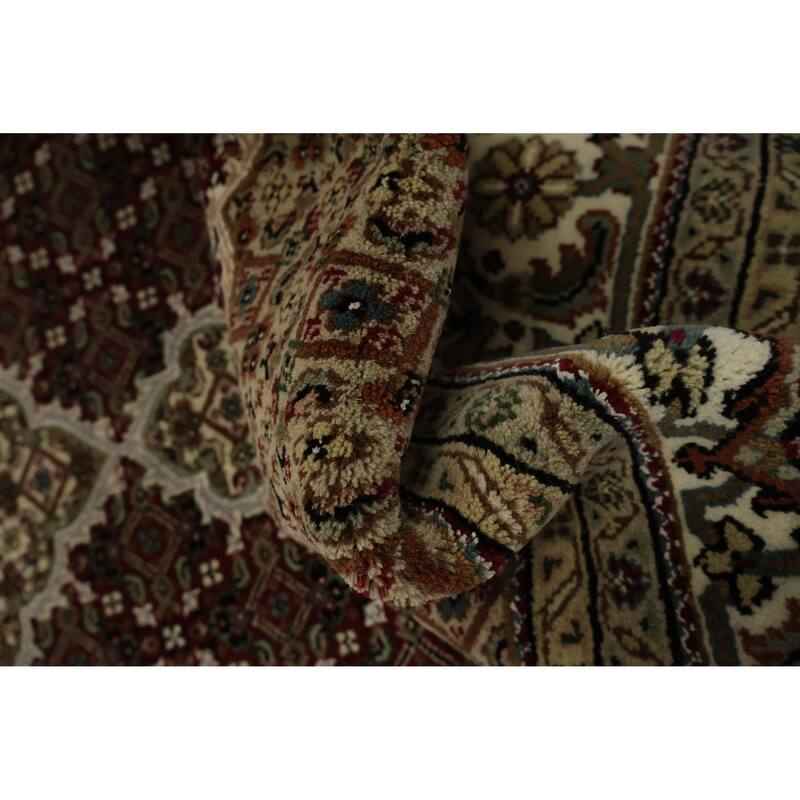 Hand Knotted Oriental 100% Wool Carpet Traditional Floral Red Tabriz Area Rug - 9' 2'' X 6' 2''