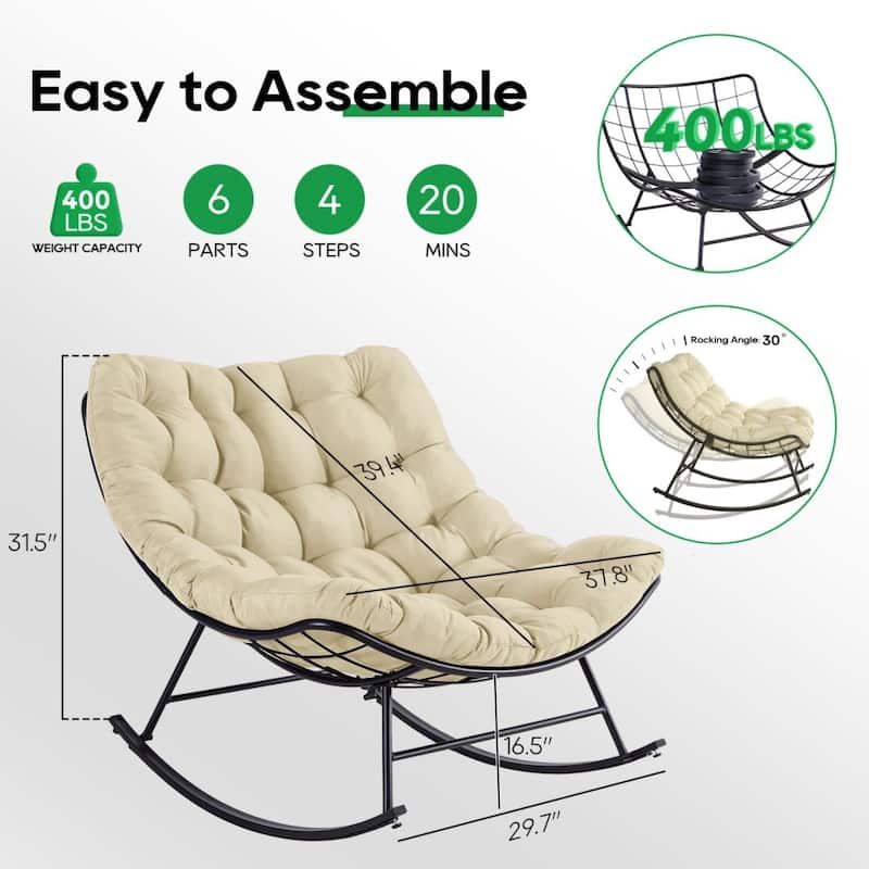 Rocker Recliner Egg Reading Chair with Large Cushions