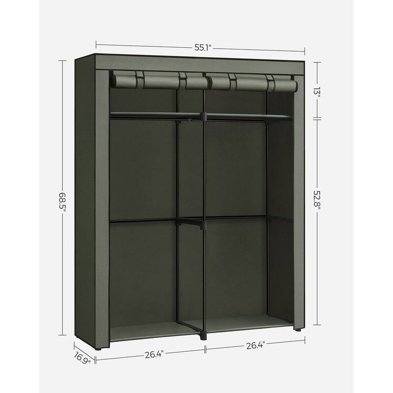 Space-Saving Portable Folding Closet with Adjustable Shelves and Heavy-Duty Hanging Rods for Clothes Storage