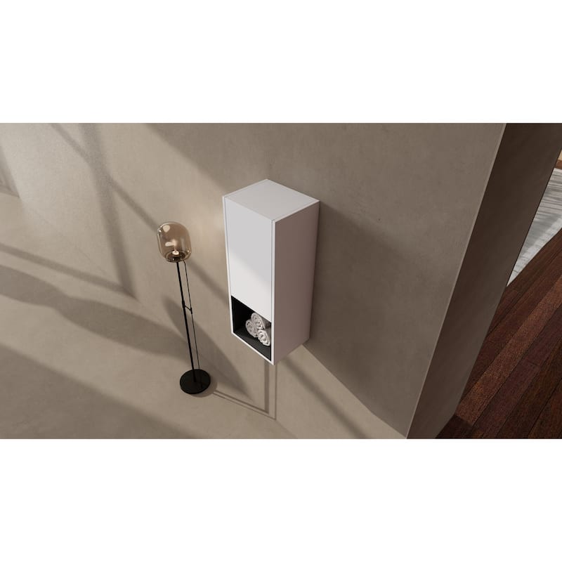 GDFStudio - Ameli 12" Wall-Mounted Side Cabinet with Soft-Close Door - 12" Bathroom Side Cabinet