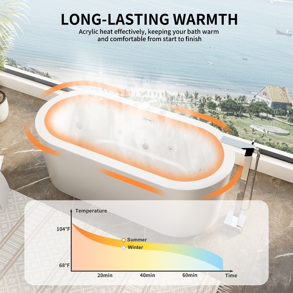 THE BATH WATER  10個 Freestanding Whirlpool & Hydrotherapy Bathtub with 10 Water Jets