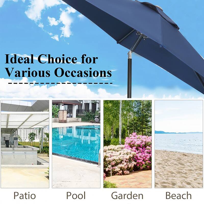Ainfox 7.5ft Patio Umbrella Tilt Without Base Outdoor Hexagonal Umbrella