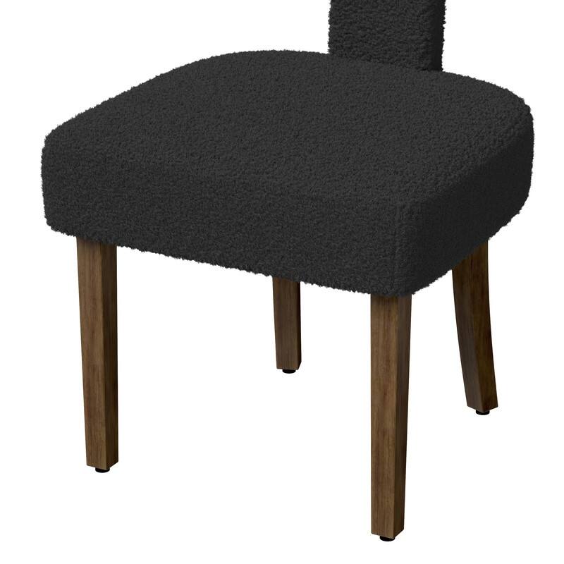 Dining Chairs Boucle Fabric Lamb Upholstered T-Shape (Set of 2)