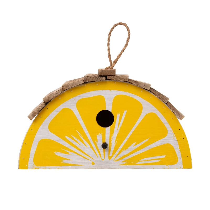 Glitzhome 11"H Distressed Solid Wood Watermelon Hanging Garden Birdhouse