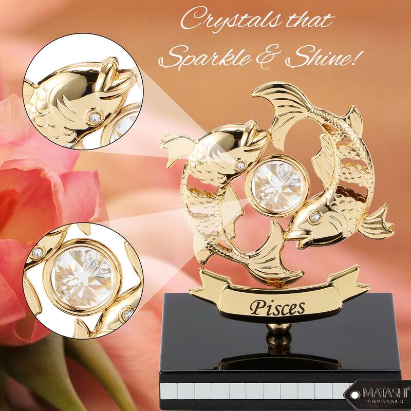 Matashi 24K Gold Plated Zodiac Astrological Sign Pisces Figurine