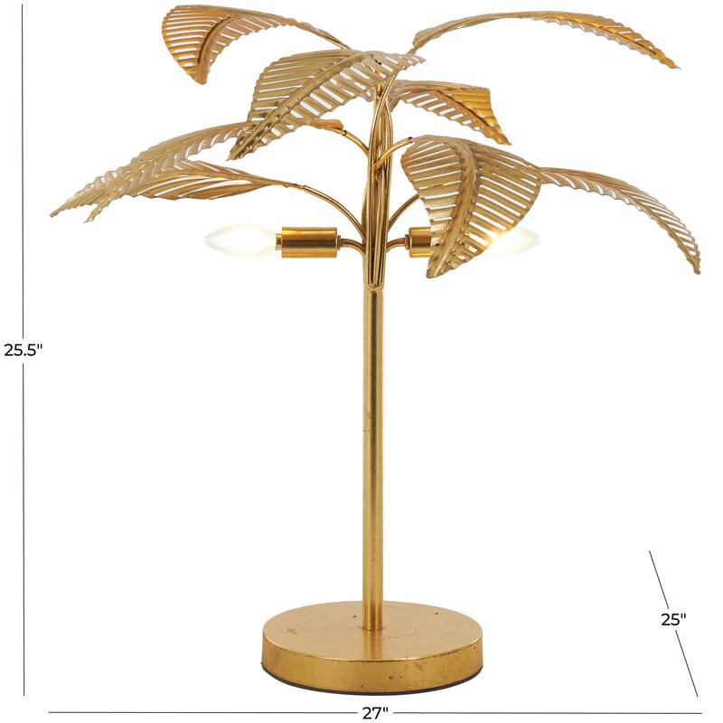 Metal Tree Table Lamp or Floor Lamp with Round Base - Gold - Roche River Decor